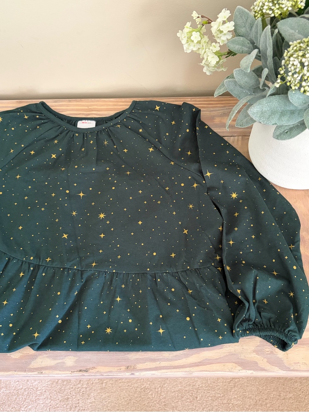 Hanna Andersson Green Tiered Holiday Sparkle Star Dress ✨🎄🆕 - Picture 5 of 10